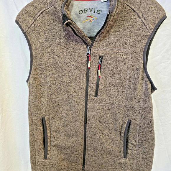 Orvis Brown Knit Utility Cabincore‎ Cozy Men Medium Vest - Picture 1 of 6